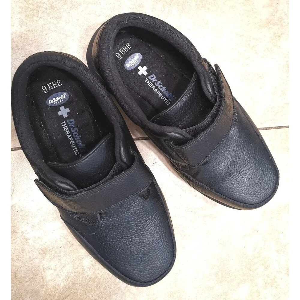 Men's Dr Scholl's Coast Therapeutic Casual Black Leather Shoes Size 9 EEE Width